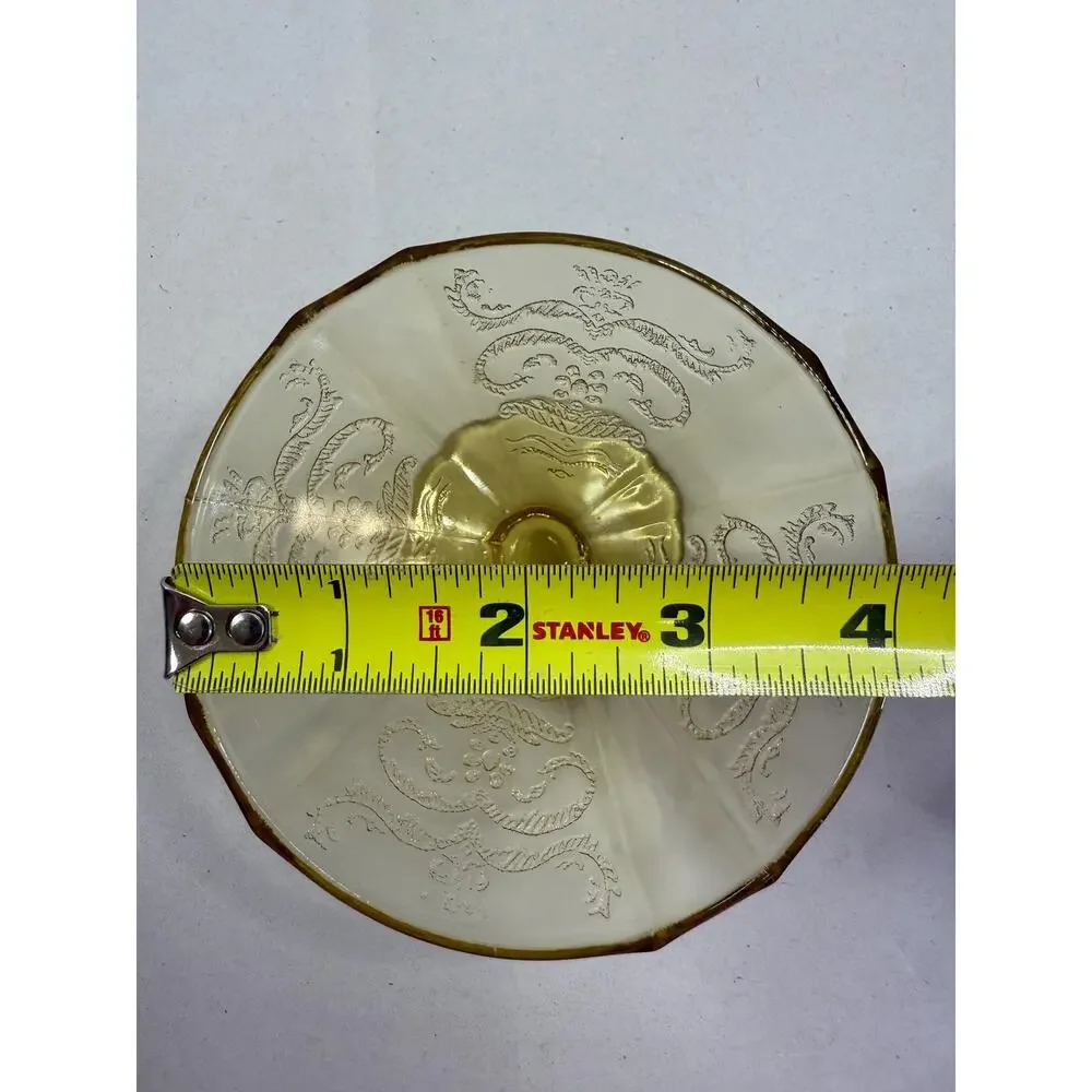 Vintage Federal Glass Madrid Amber Compote, Octagonal Sunburst Pedestal Dish